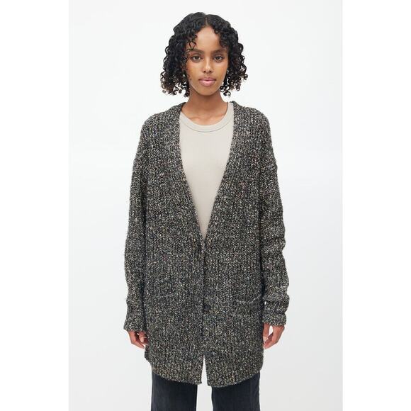 Isabel Marant Etoile Oversized Wool Blend Speckled Black V Neck Cardigan 38/ M - Picture 1 of 8